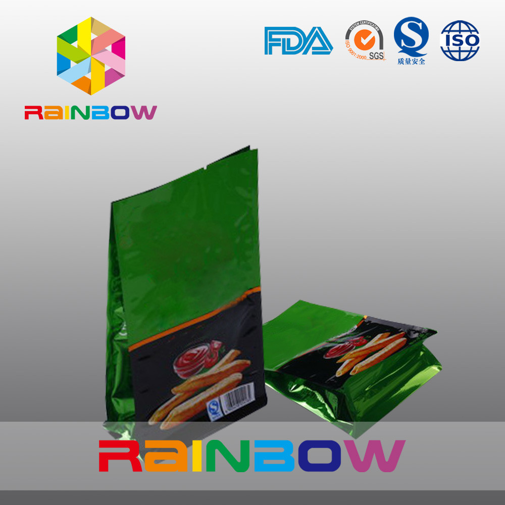 پلاستیکی درخشان پایه تخت پایین پایه چیپ کیسه بسته بندی با تیغ قوس