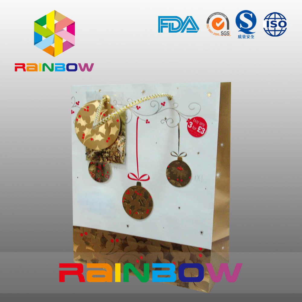 لوکس چاپی تخت پایین سفارشی کیسه های کاغذی با چکیده برای هدیه