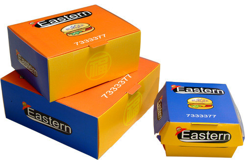 بسته بندی جعبه کاغذ Premium با طراحی سفارشی چاپ شده برای رستوران فست فود