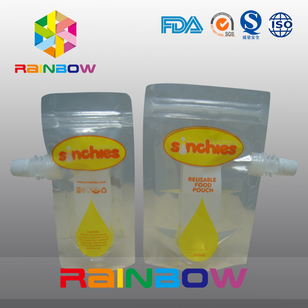 کیسه آب مایع ایستادن، زیپ ها، قاشق نقاشی، تزئینات چاپی