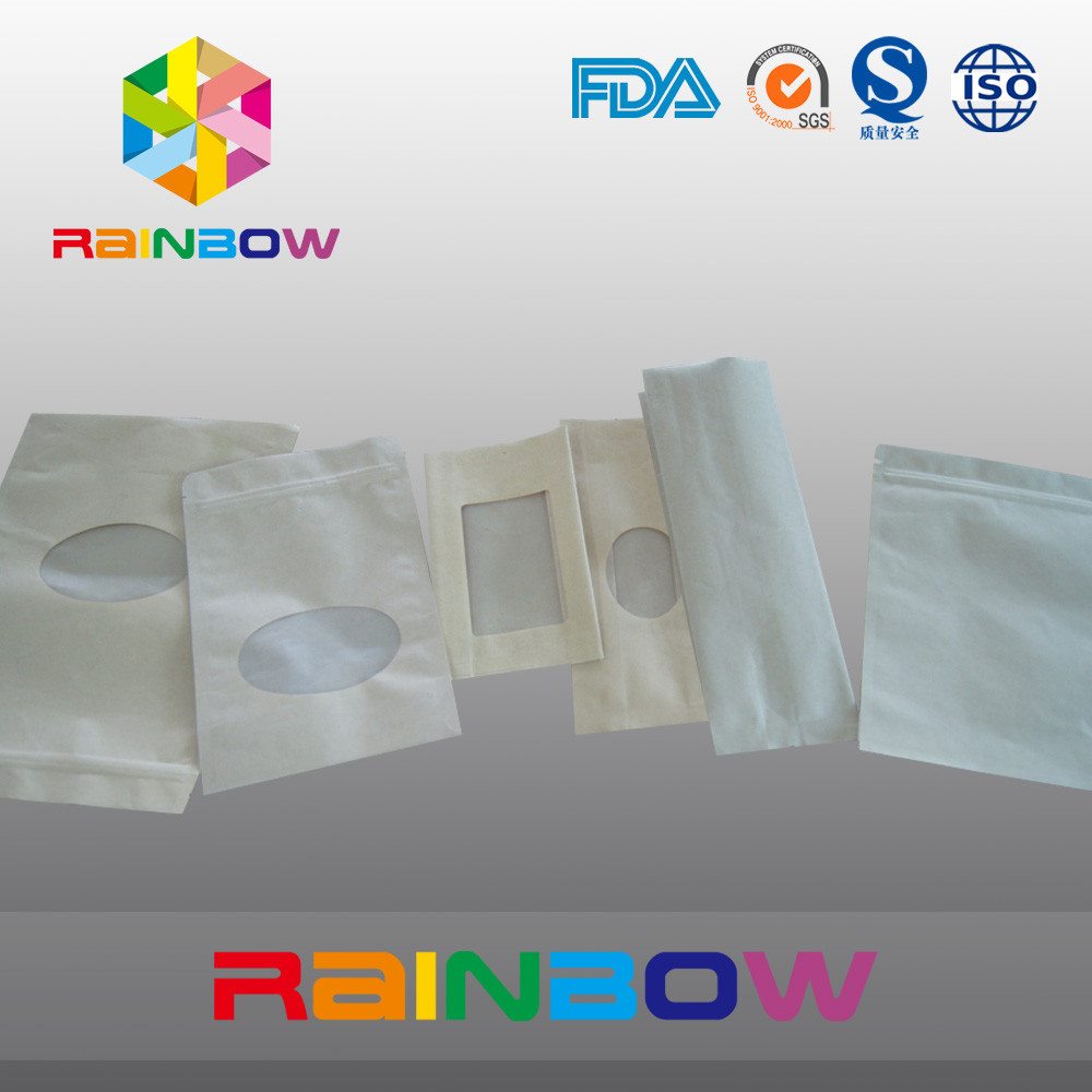 کیسه کاغذی Brown Kraft کیسه بسته بندی کیسه ای با زیپ، کیسه Ziplock برای آب نبات / غذا