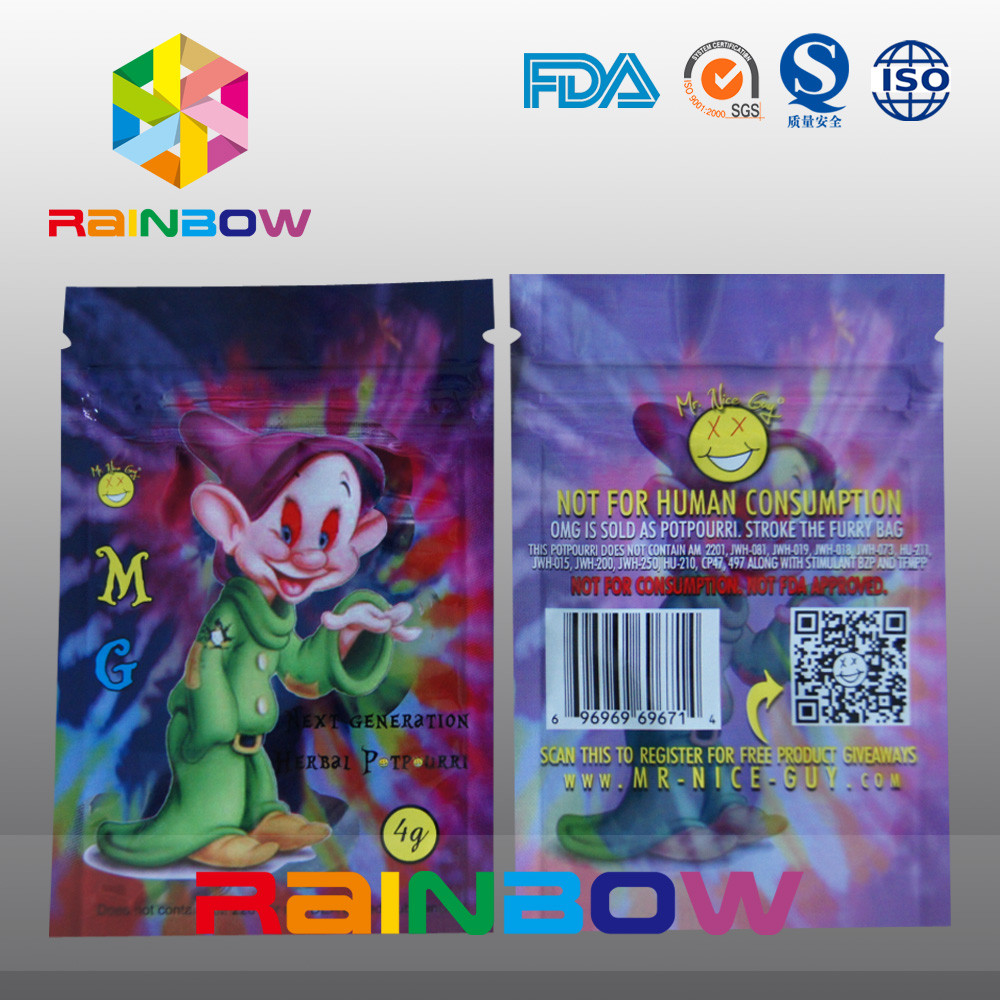 لوگو سفارشی MG گیاهان زینتی کیسه های Ziplock 5g 4g Spice Dumb Bag