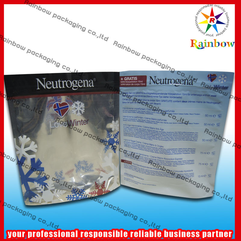 کیسه بسته بندی لوازم آرایشی و بهداشتی Foil Standing با Ziplock برای پودر مروارید بازیافت شده است