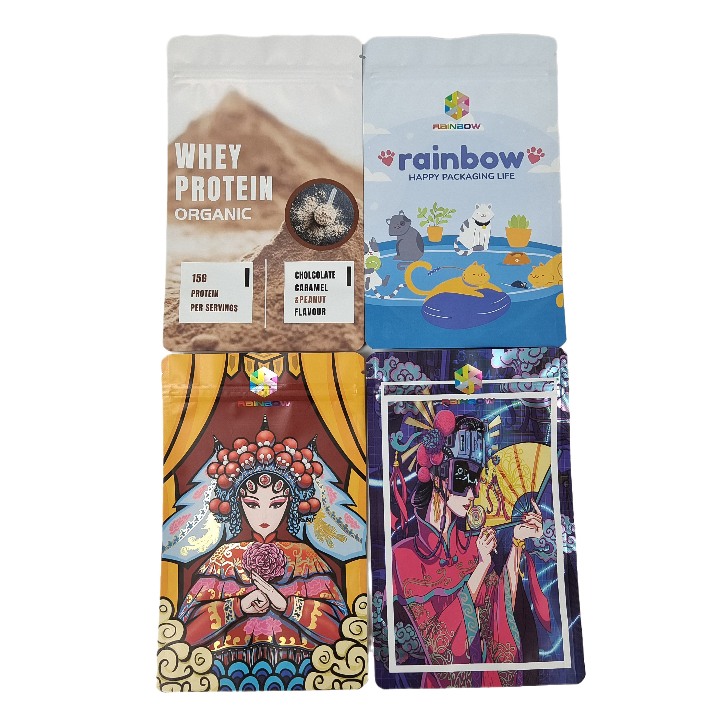 بسته بندی درجه غذایی فویل آلومینیومی مات سفارشی کیسه های زیپ اسنک خوراکی مایلار