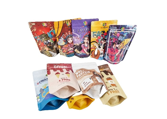 کیسه های ایستاده پلاستیکی فویل آلومینیومی ضد بو، کیسه های زیپ لاک مایلار قابل آب بندی مجدد