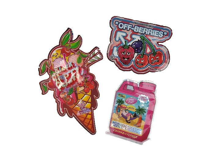 کیسه های پلاستیکی 3.5 گرمی هولوگرام مایلار زیپلاک ضد کودک دای کات با شکل خاص نامنظم