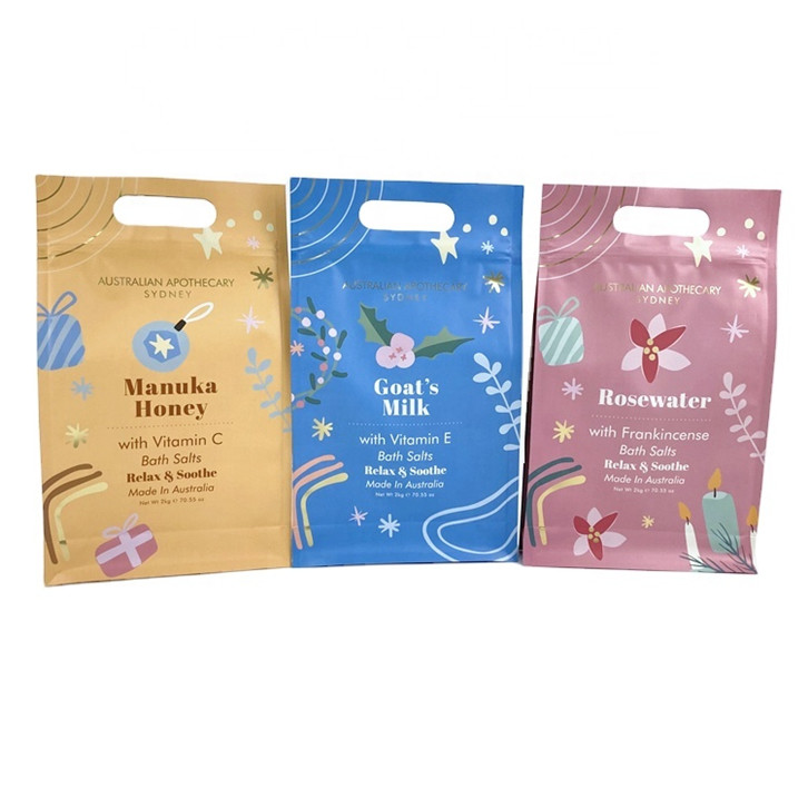 چاپ دیجیتالی سفارشی برچسب خصوصی هدیه اسپای طبیعی نمک اپسم نمک حمام بسته بندی کیسه مایلار کیسه برای 250 گرمی پاک کننده بدن