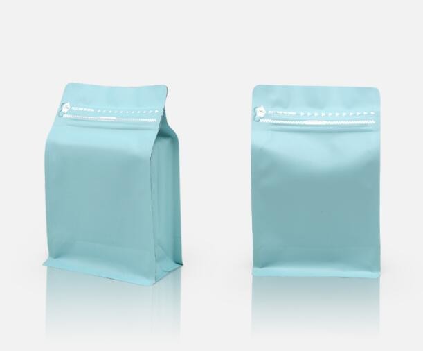 بسته بندی زیپ پلاستیکی چاپ سفارشی قهوه کیسه ای مات آبی تخت کیسه های پایین 250g، 1lb، 2Lb