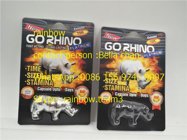 بسته بندی قرص های سکسی Rhino King USA / Go Rhino Pill Case / Rhino 7 کارت سه بعدی پلاستیکی