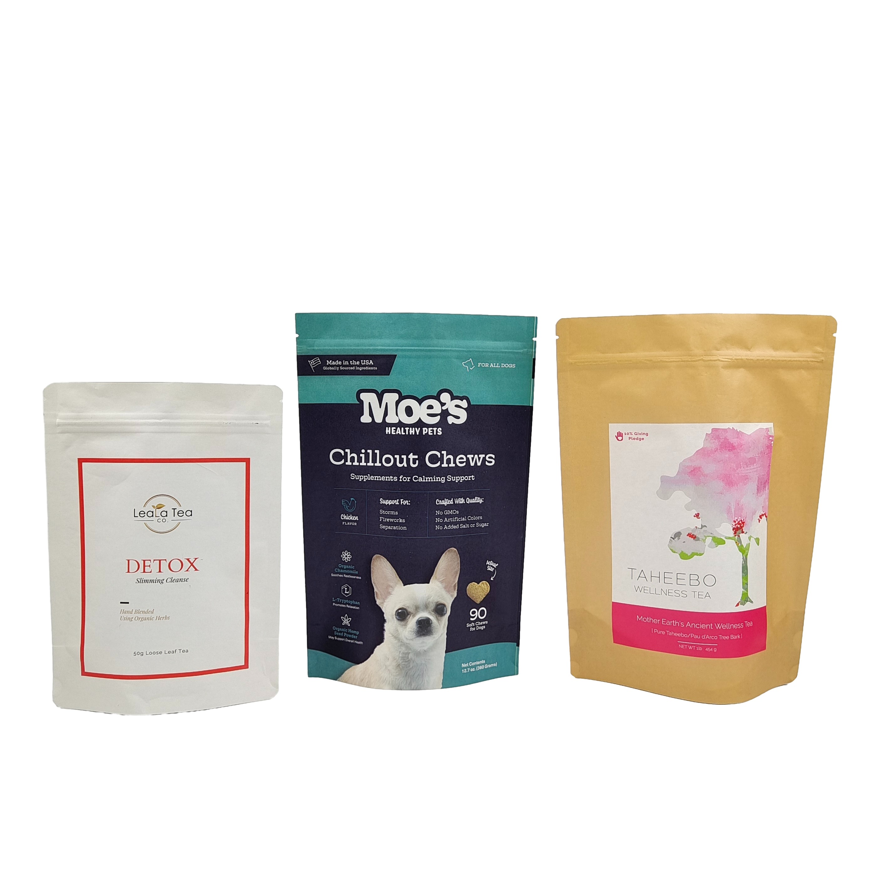 کیف های زیپلاک ماتی بیوتراژدار سفارشی فولیک آلومینیوم قابل بازپرداخت درجه غذایی قهوه دانه های چای جوانه های اسنک Doypack