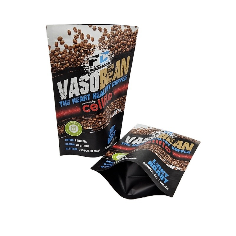 چاپ سفارشی MOQ کوچک بسته های نمونه قهوه ایستاده بسته های پنبه ضد بوی