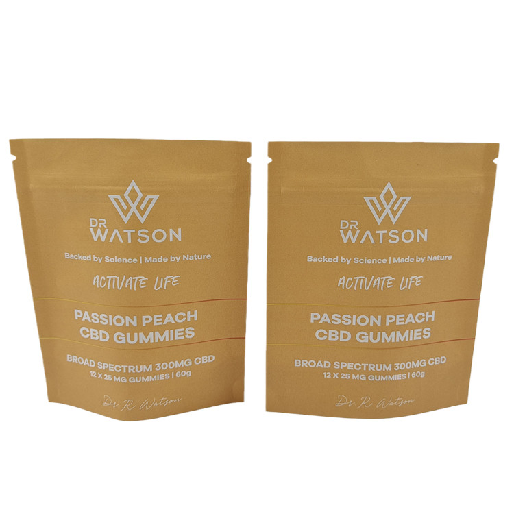 فروش داغ طراحی سفارشی چاپ شده بیوتراژ قابل ایستادن کیسه کاغذی کرافت بسته بندی آب نبات دوستدار محیط زیست