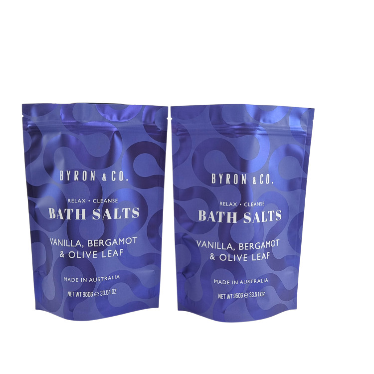 کیسه بسته بندی دوباره قابل بسته بندی چاپی مات زپ قفل پلاستیکی حمام نمک بدن پاک کن ایستاده با زپ