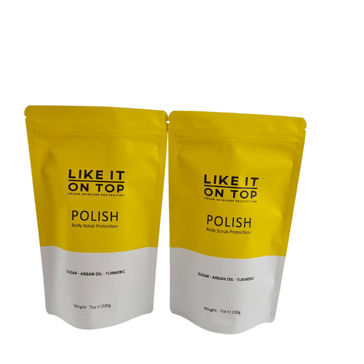 کیسه بسته بندی دوباره قابل بسته بندی چاپی مات زپ قفل پلاستیکی حمام نمک بدن پاک کن ایستاده با زپ