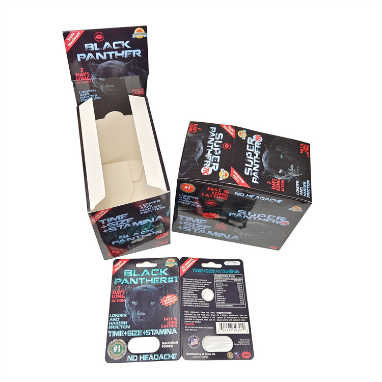 عمده فروشی عسل Rhino پرینت طلا راز معجزه عسل 3d کارت کاغذی جعبه نمایش عسل کیسه های بسته بندی