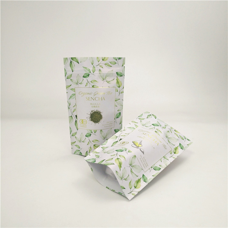 co دوستانه 3 طرفی بسته بندی شده با حرارت کیسه کاغذی کرافت بازیافت لوگو سیاه چاپ شده کیسه های کاغذی کوچک 5 گرم