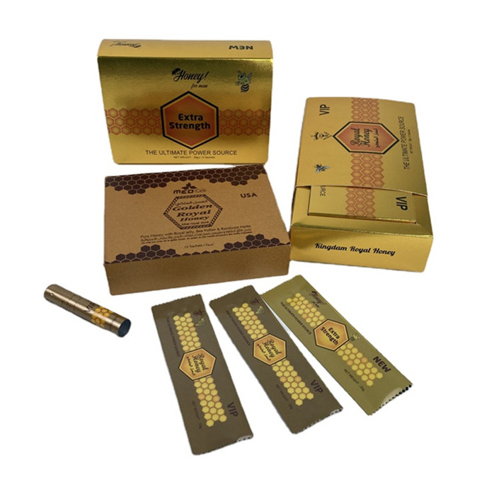 چاپ طلای سفارشی Vital Vip عسل بسته بندی کیسه های گل ها HMF عسل سلطنتی Vip برای او Vital Vip عسل بسته بندی