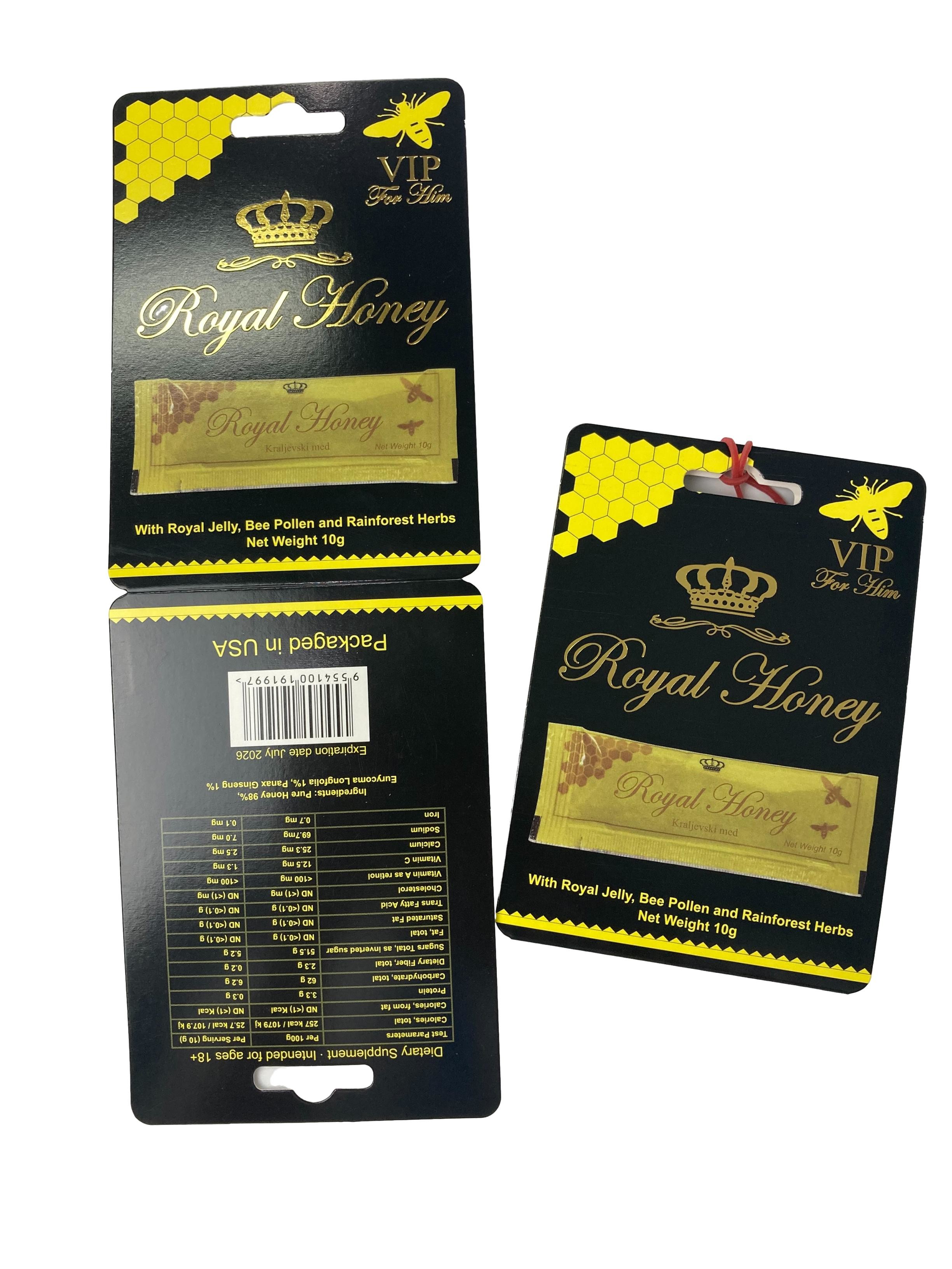 لوگو سفارشی Royal Honey VIP کوله بسته بندی کارت کاغذی فولیک طلا کارت کاغذی برای چوب عسل