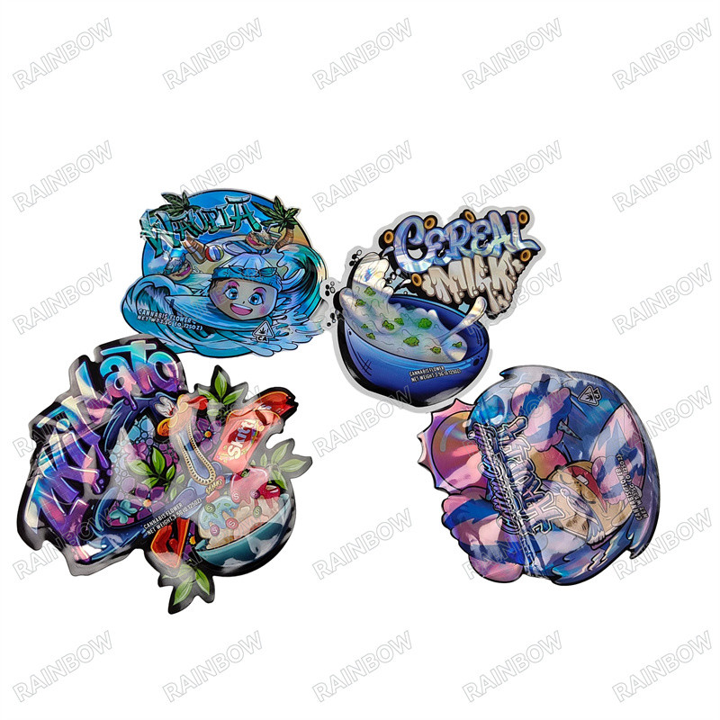 CMYK رنگ های پانتون 3.5g 7g 14g 28g کیسه های شکل ویژه با جو سازگار با محیط زیست برای چاپ گراف