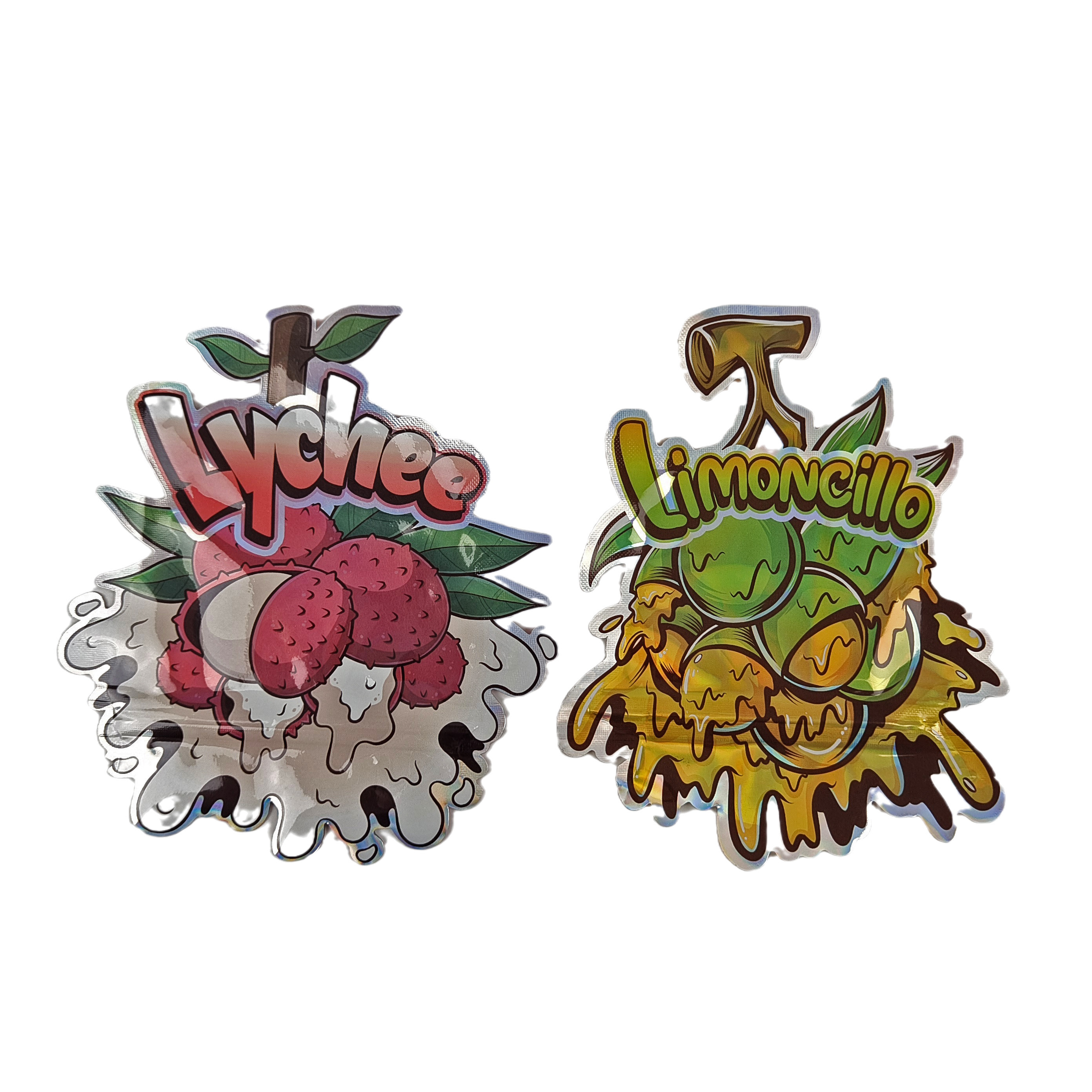 طراحی سفارشی چاپ شده غیرمستقیم زپ قابل باز کردن برش 3.5g بسته بندی پلاستیکی شکل ویژه کیسه مایلار