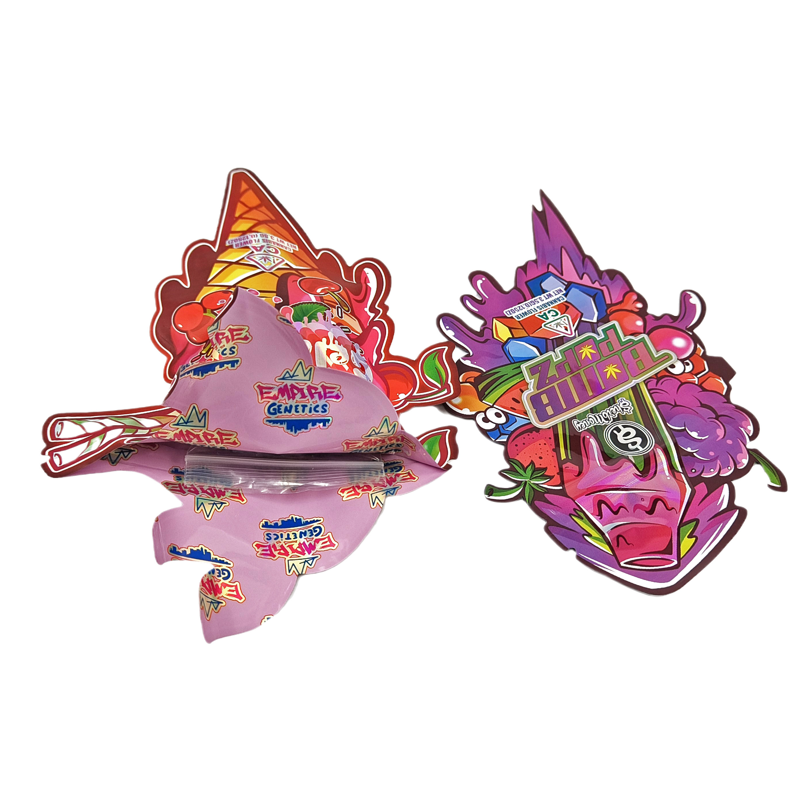 پلاستیک طراحی سفارشی شکل خاص بسته بندی چاپی فولیک هولوگرام آب نبات کودک اثبات Mylar کوله های برش مرطوب