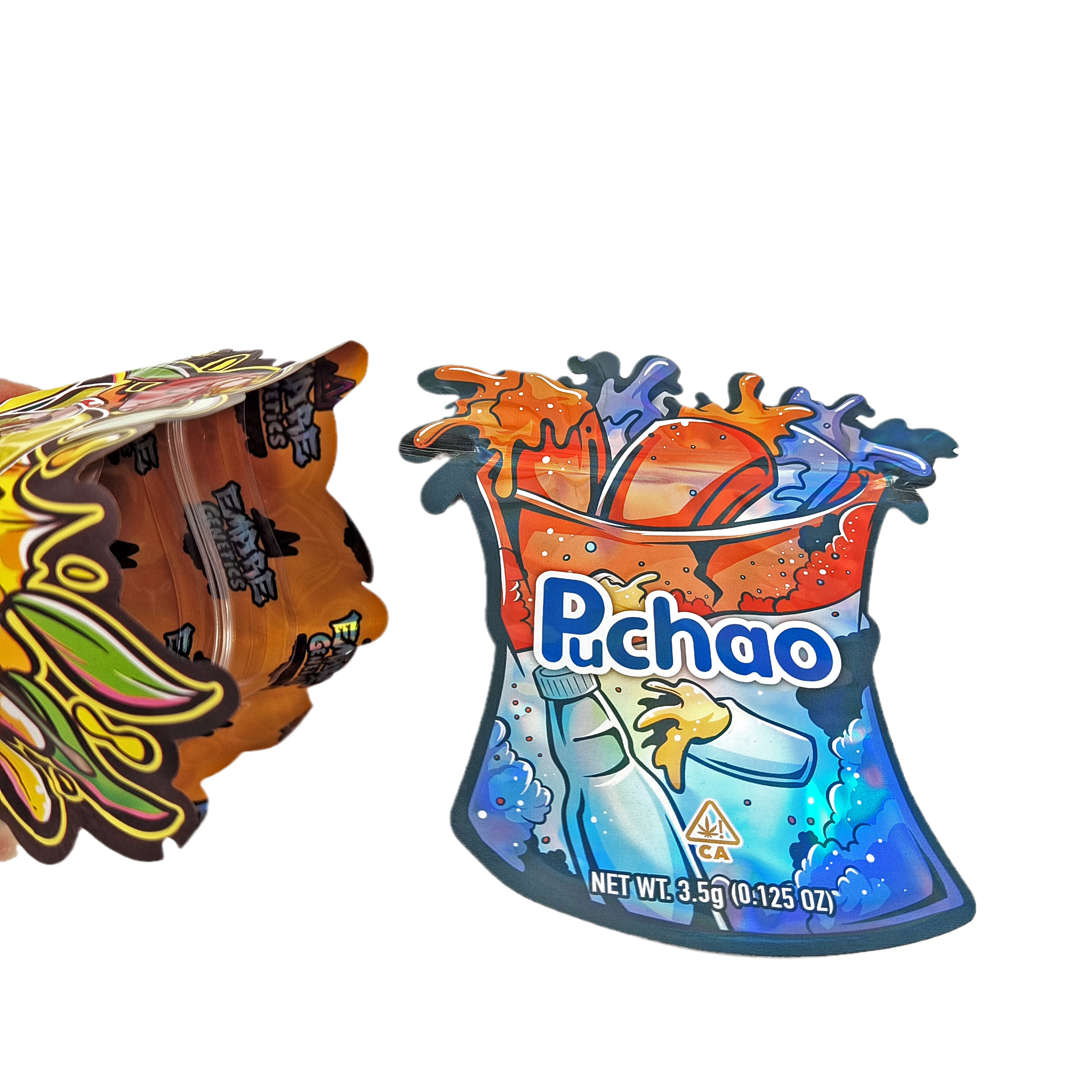 لوگو سفارشی چاپ شده مات نرم لمس نامنظم شکل خاص بسته بندی 3.5g کودک ضد عفونی کاغذ آلومینیومی کیسه