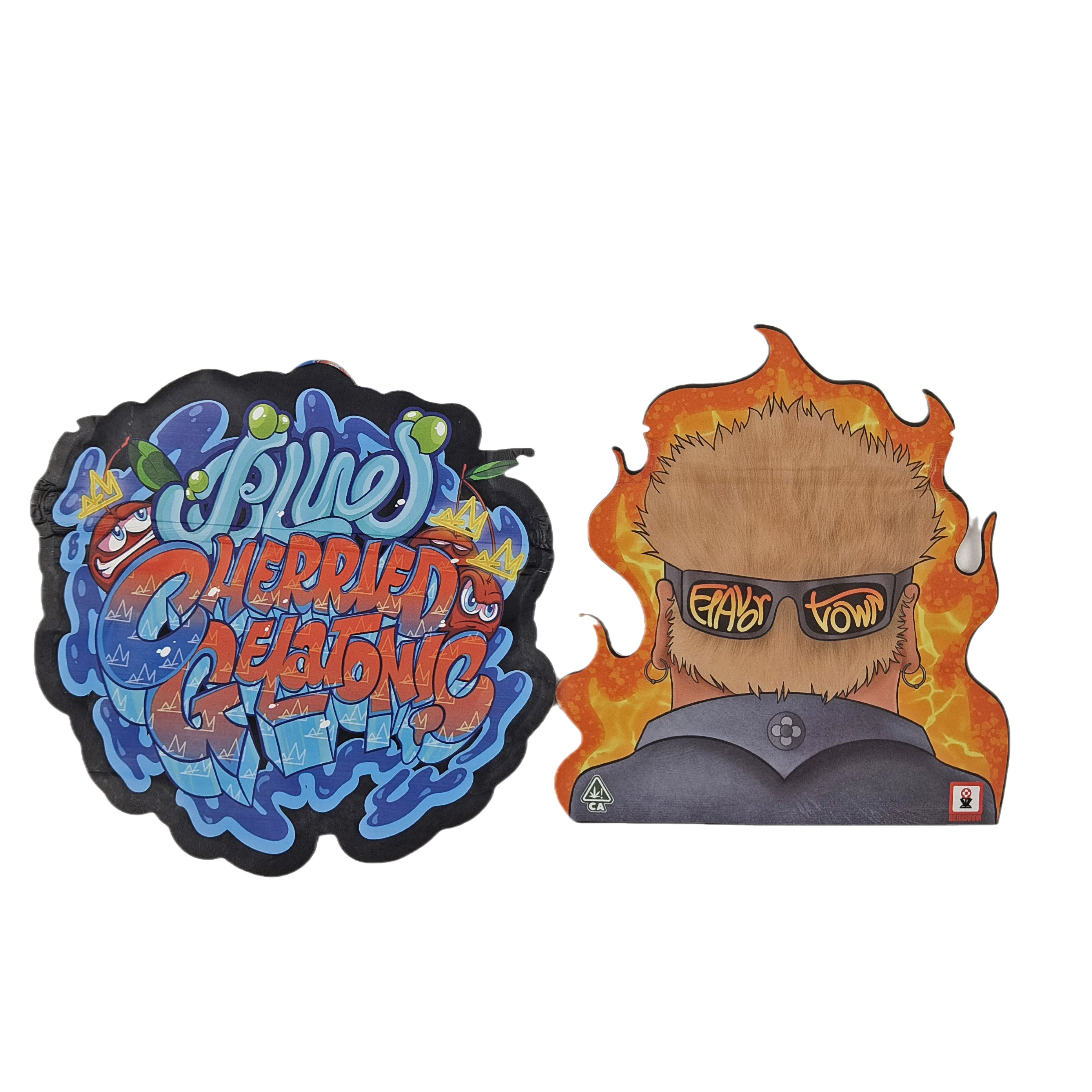 کیسه های چاپ دیجیتال سفارشی بسته بندی فولیک هولوگرافی برش مرطوب شده خاص شکل Ziplock پلاستیکی مایلار 3.5g کیسه های برش مرطوب شده