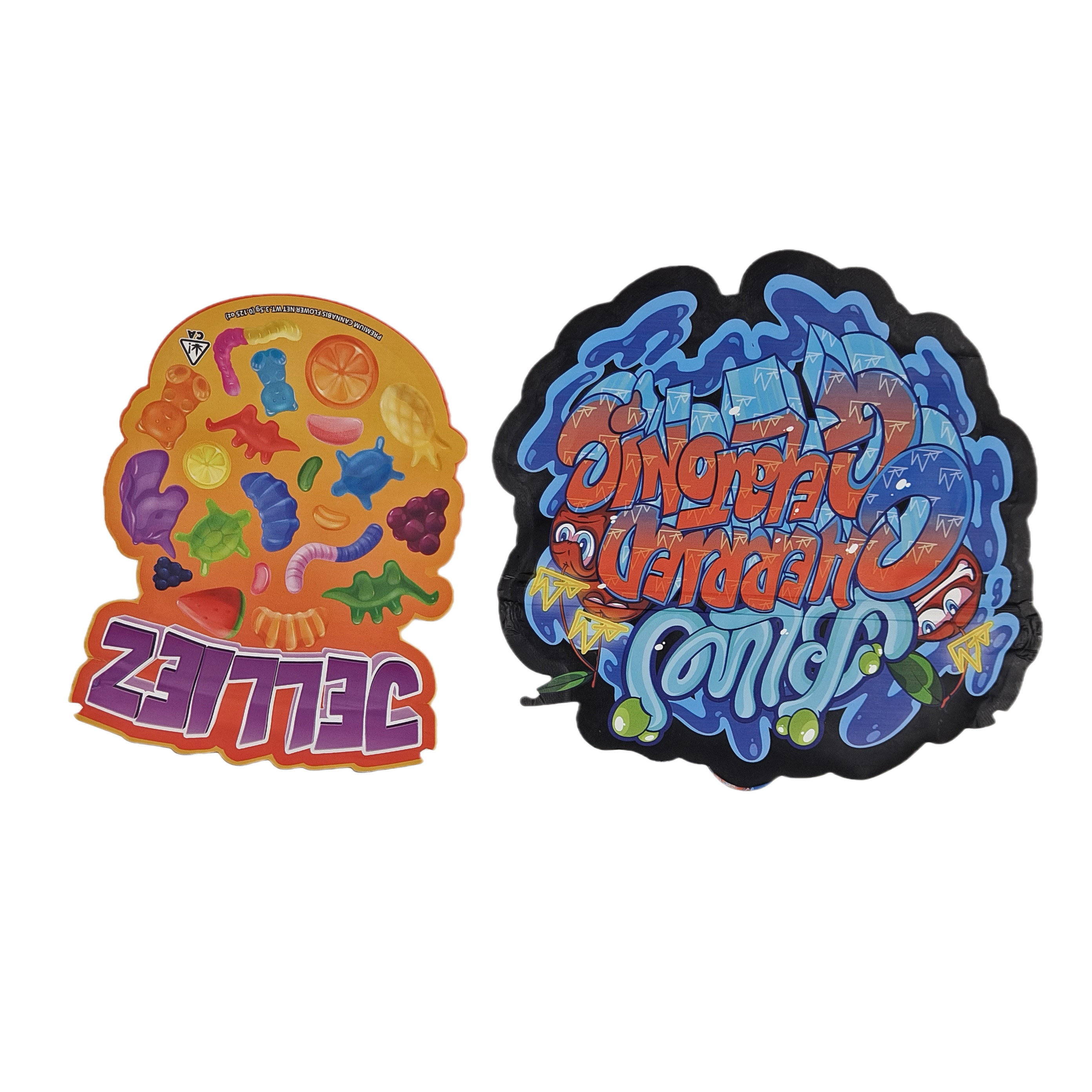 چاپ سفارشی نرم لمس هولوگرافیک برش غیر منظم شکل خاص پلاستیکی زیپ کیسه بسته بندی مواد غذایی مایلار