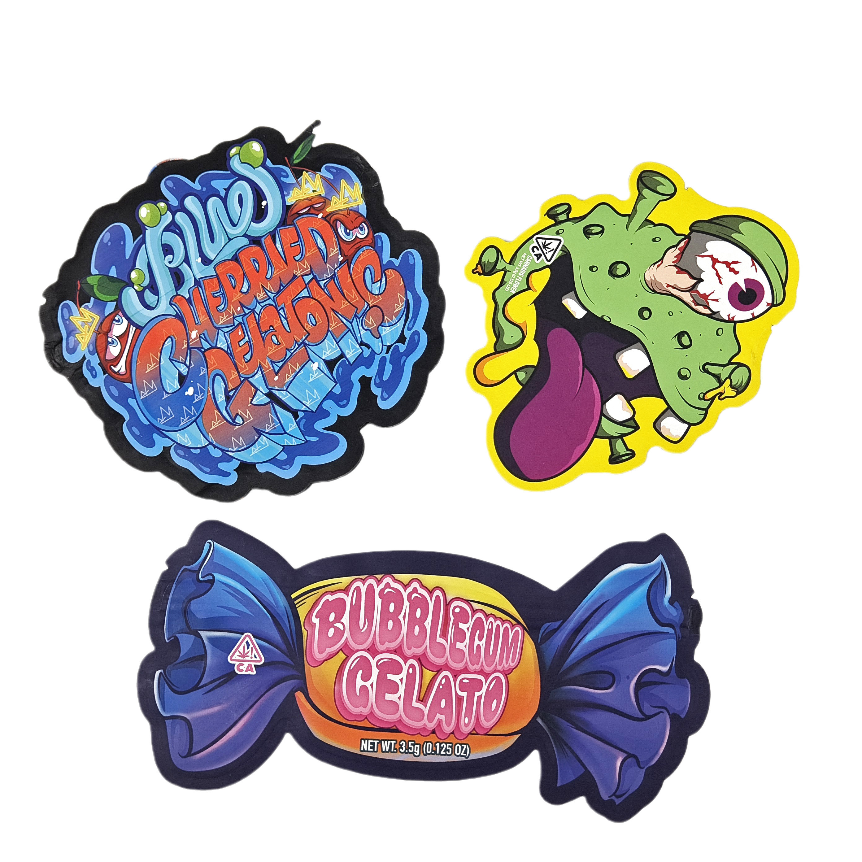 کیسه ورق زیپلاک 3.5g 7g 14g شکل ویژه بسته بندی سفارشی مواد غذایی ضد بوی کیسه مایلار