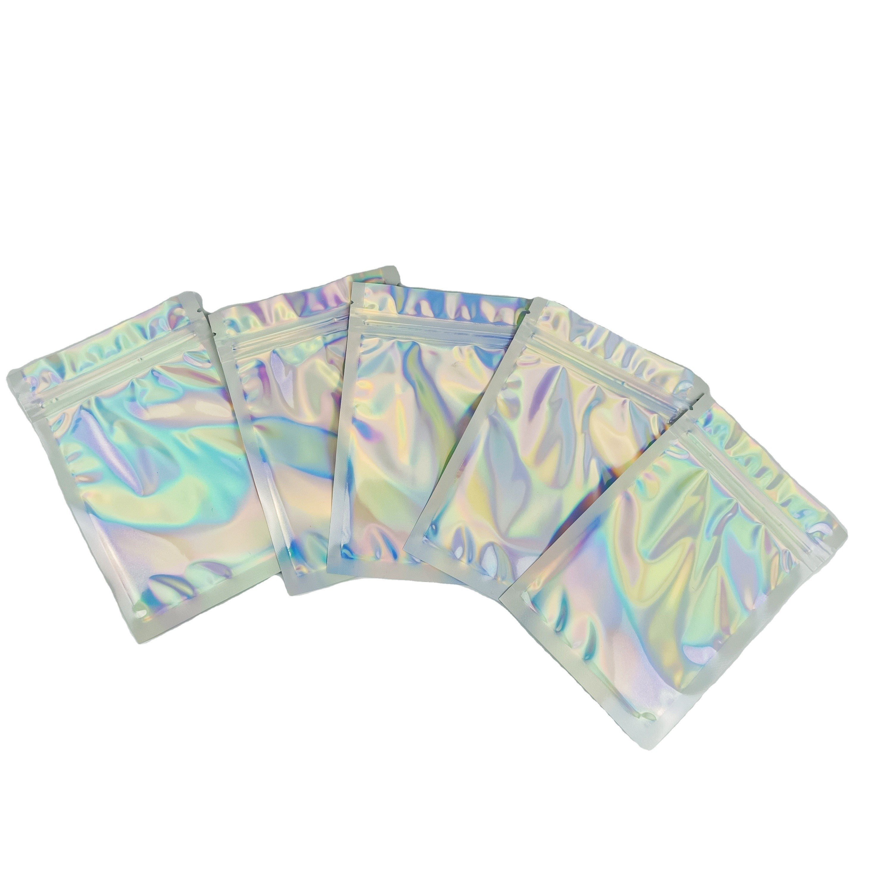 لوگو سفارشی کیسه های قفل زیپ فلت فیلم هولوگرافیک مینی مایلار سه طرفه مهر