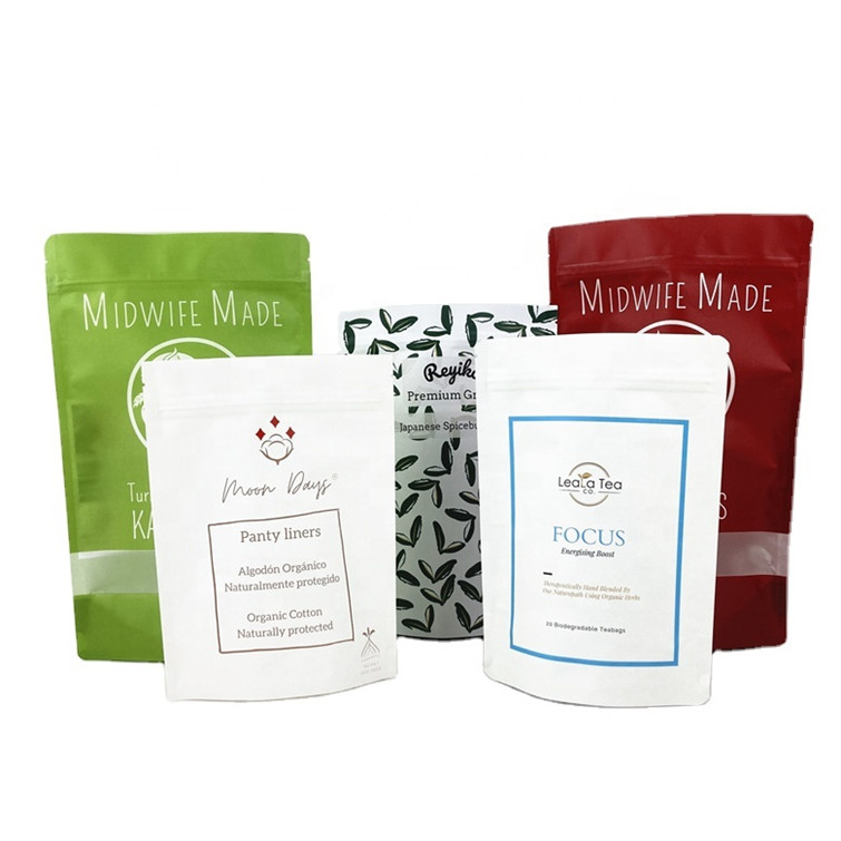 لوگو سفارشی بیوتراژ 100g 250g چای قهوه میوه خشک بسته بندی کیسه بازیافتی