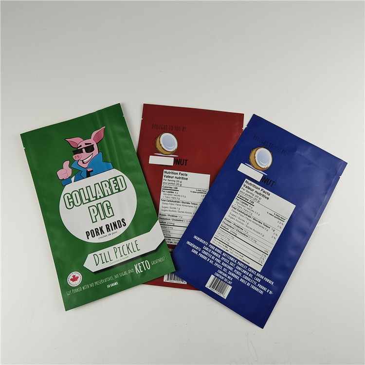 تولید کننده اندازه سفارشی ذخیره کیسه میان وعده بسته بندی ماتی فلز آلومینیوم ایستاده کیسه بسته بندی سیپلاک