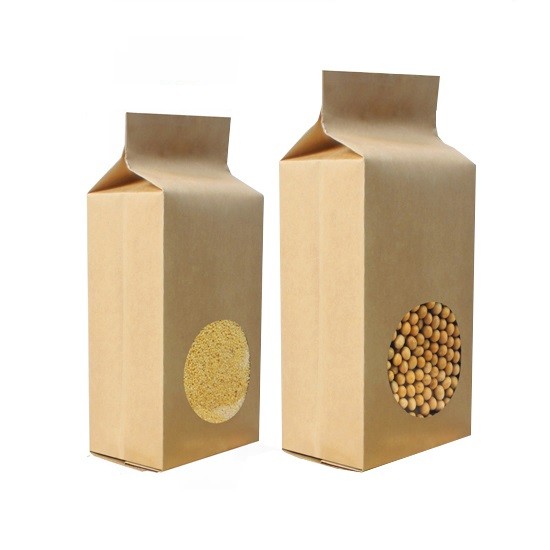 Gusset Side Standing Side 250 Gram سفارشی کیسه های کاغذی بسته بندی با پنجره