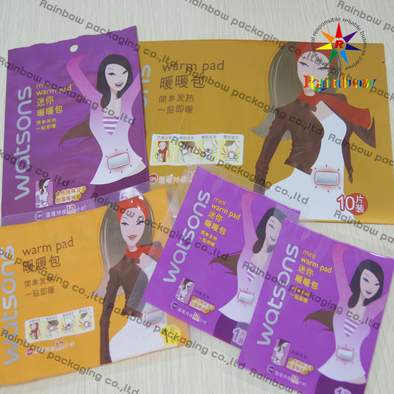 زیپ قفل پلاستیکی لوازم آرایشی و بهداشتی بسته بندی فشرده تخت برای پد گرم