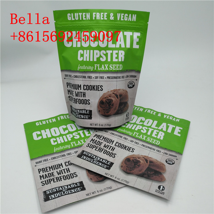 سفارشی رنگ آلومینیوم فویل کیسه دستگیره بالا برای بسته بندی کوکی