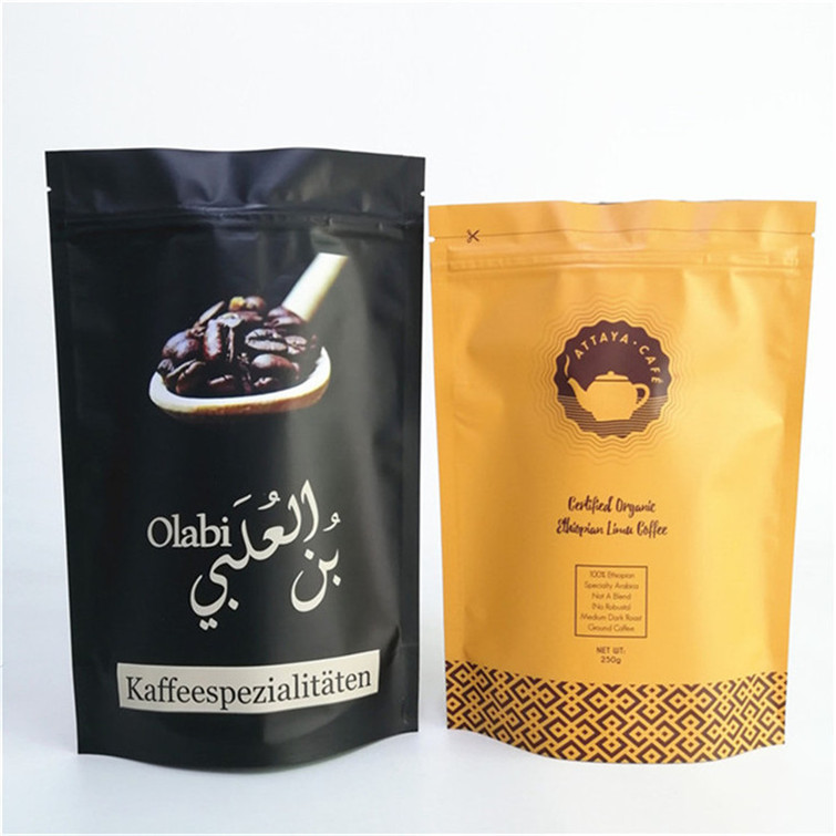کوله ایستاده چاپی سفارشی با ضخامت 120 میکرو برای بسته بندی قهوه ایمن مواد غذایی FDA
