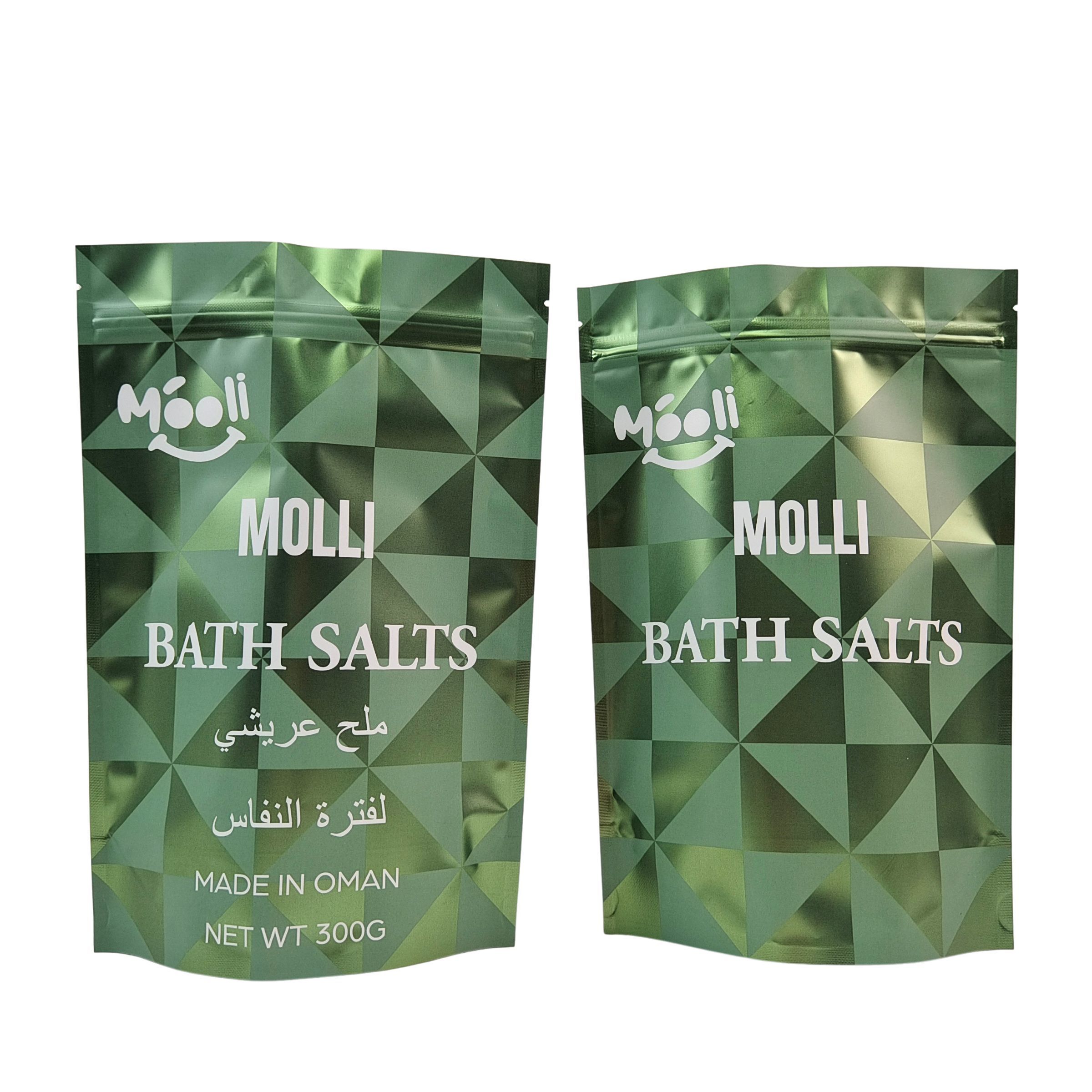 بسته بندی پلاستیکی برای پاک کردن بدن کیسه حمام نمک طبیعی خیس کردن کیسه های مایلار با زیپ