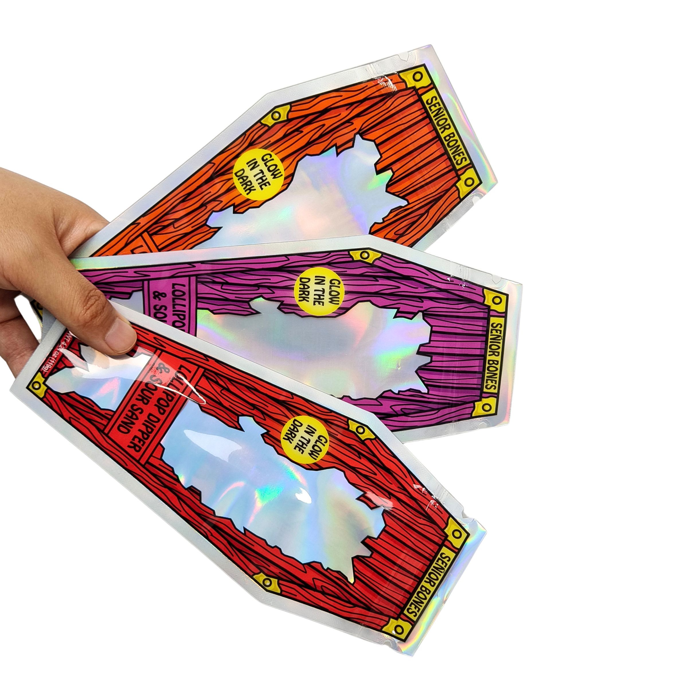 برگ تنباکو، آب نبات، بیسکویت، آدامس، گل خشک، گیاه، برگ گرا، کیسه‌های میلار 3.5 گرمی برش خورده