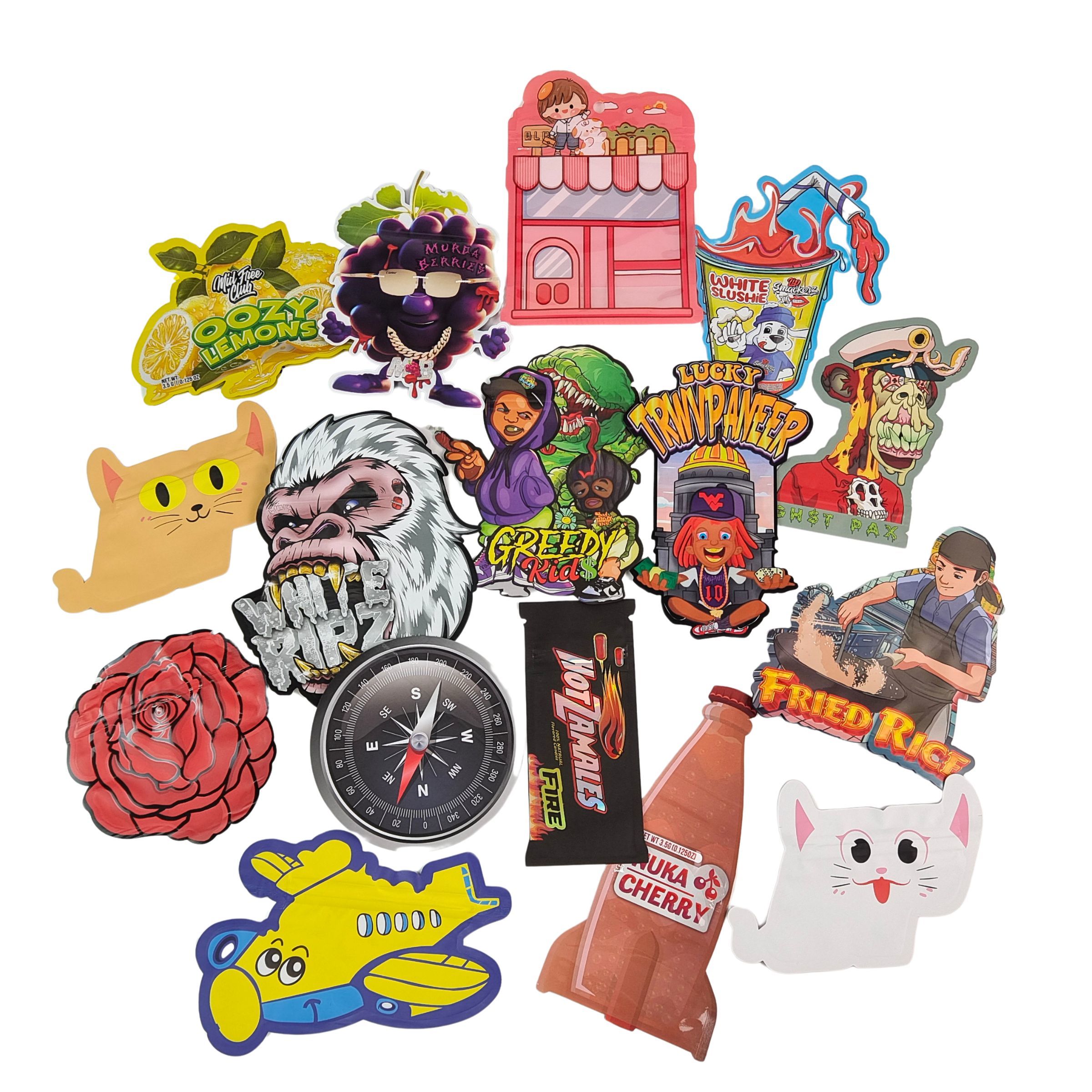 کیسه های مایلار غیر منظم قابل بازخرید 3.5g ضد بچه چاپ دیجیتال PET بسته بندی زیپلاک برای کوکی های آدامسی قابل خوردن