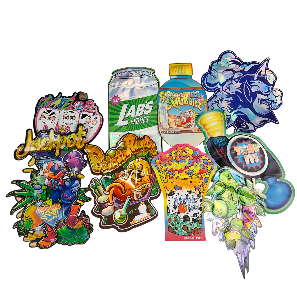 کیسه‌های مایار کوکی درجه خوراکی Doypack Die Cut Cali 3.5g 7g 14g 28g براق/مات ضد بو زیپ‌لاک