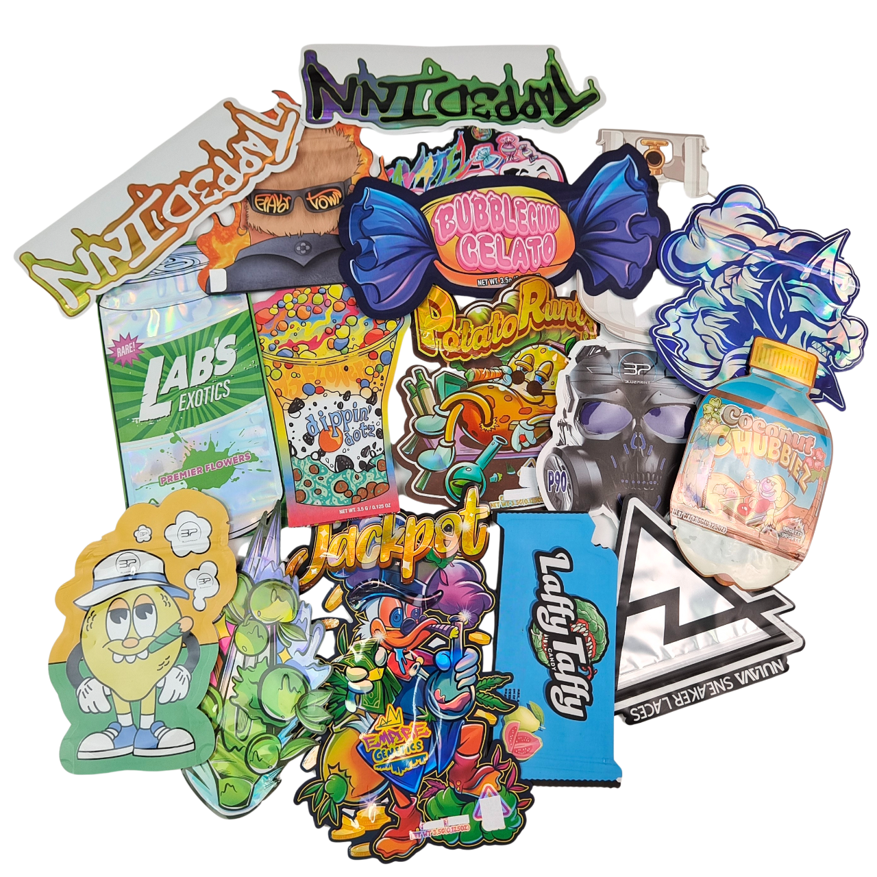 بسته بندی رنگین کمانی کیسه های مایار برش خورده سفارشی شکل خاص 3.5 گرم 7 گرم 14 گرم 28 گرم ضد کودک ضد بو کیسه پلاستیکی خوراکی گل