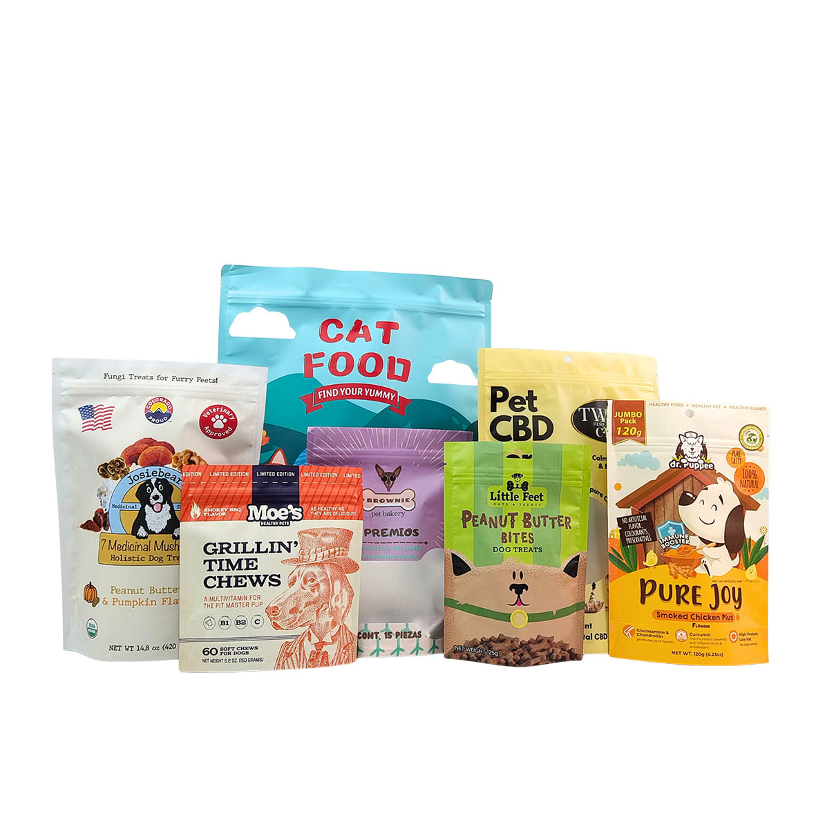 کیسه ایستاده قابل استفاده مجدد سازگار با محیط زیست با ضخامت 50 تا 200 میکرون برای بسته بندی غذای حیوانات خانگی