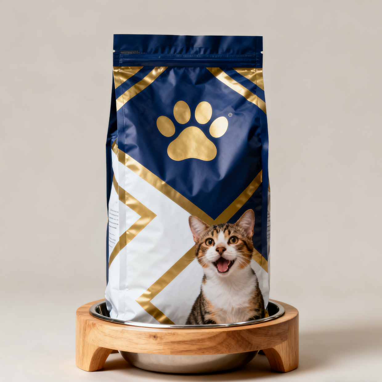 کیسه‌های مایار بسته‌بندی مواد غذایی حیوانات تجزیه‌پذیر سفارشی، کیسه با گاست جانبی، غذای سگ گربه حیوان خانگی، کیسه زیپ‌دار با دریچه