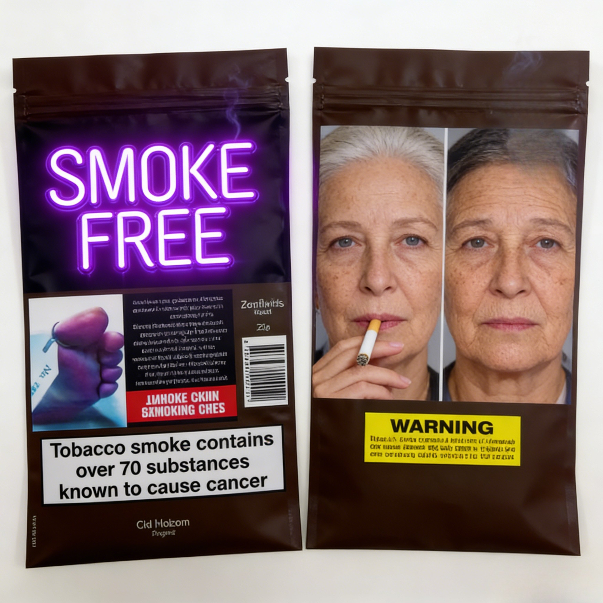 کیسه سیگار برگ، توتون رولی با زیپ، 25 گرم، 30 گرم، 40 گرم، 50 گرم، 100 گرم، با قابلیت بسته‌بندی مجدد و سه طرفه