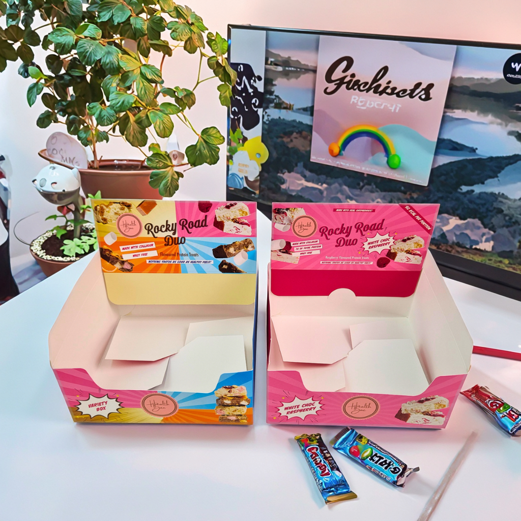 جعبه نمایش کارتونی چاپ شده سفارشی با ضخامت 350g و چاپ گرم برای بسته بندی میان وعده های خرده فروشی