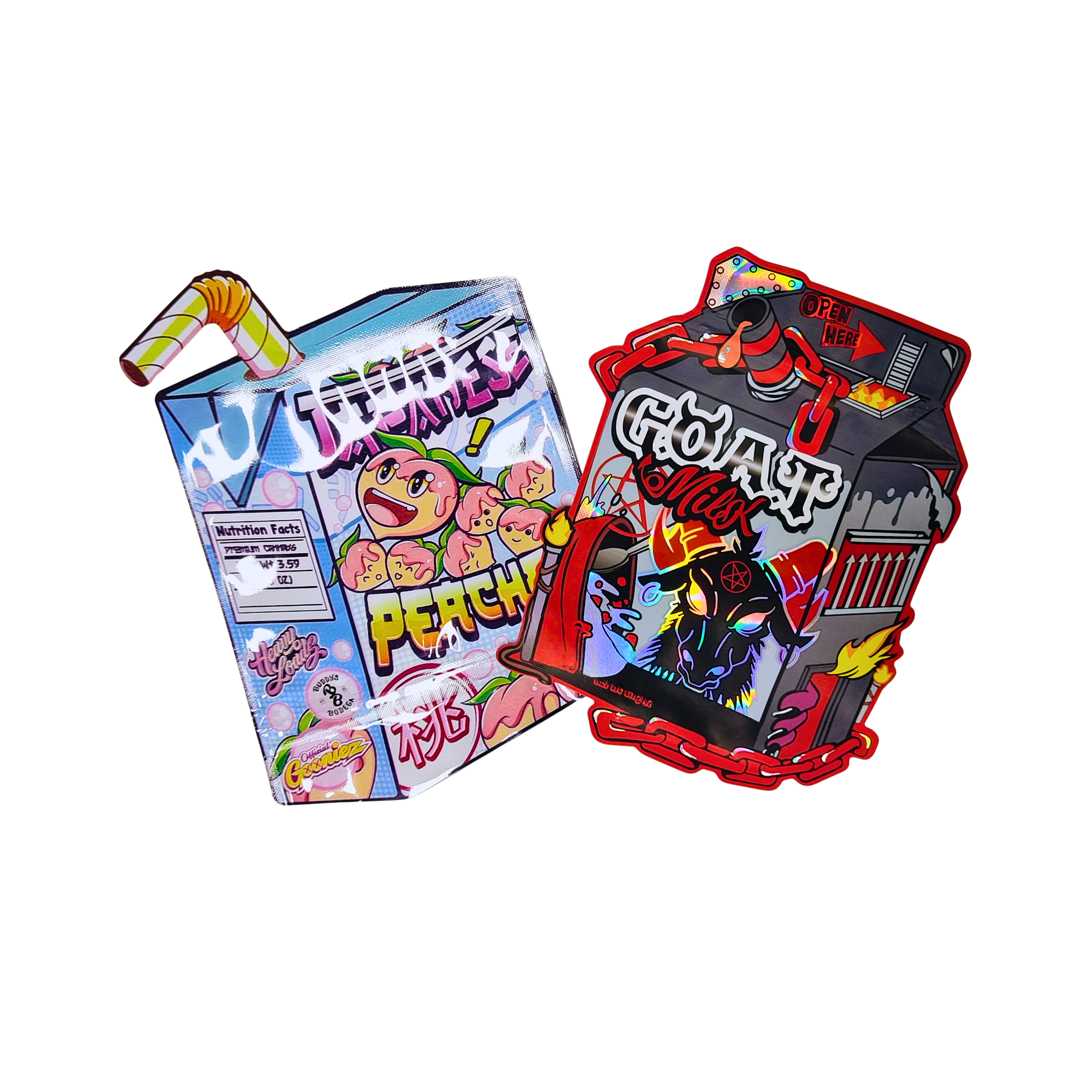 کیسه‌های گل صمغی سفارشی چاپی با شکل خاص عمده فروشی 3.5 7 گرم کیسه ایستاده ضد کودک با لوگو