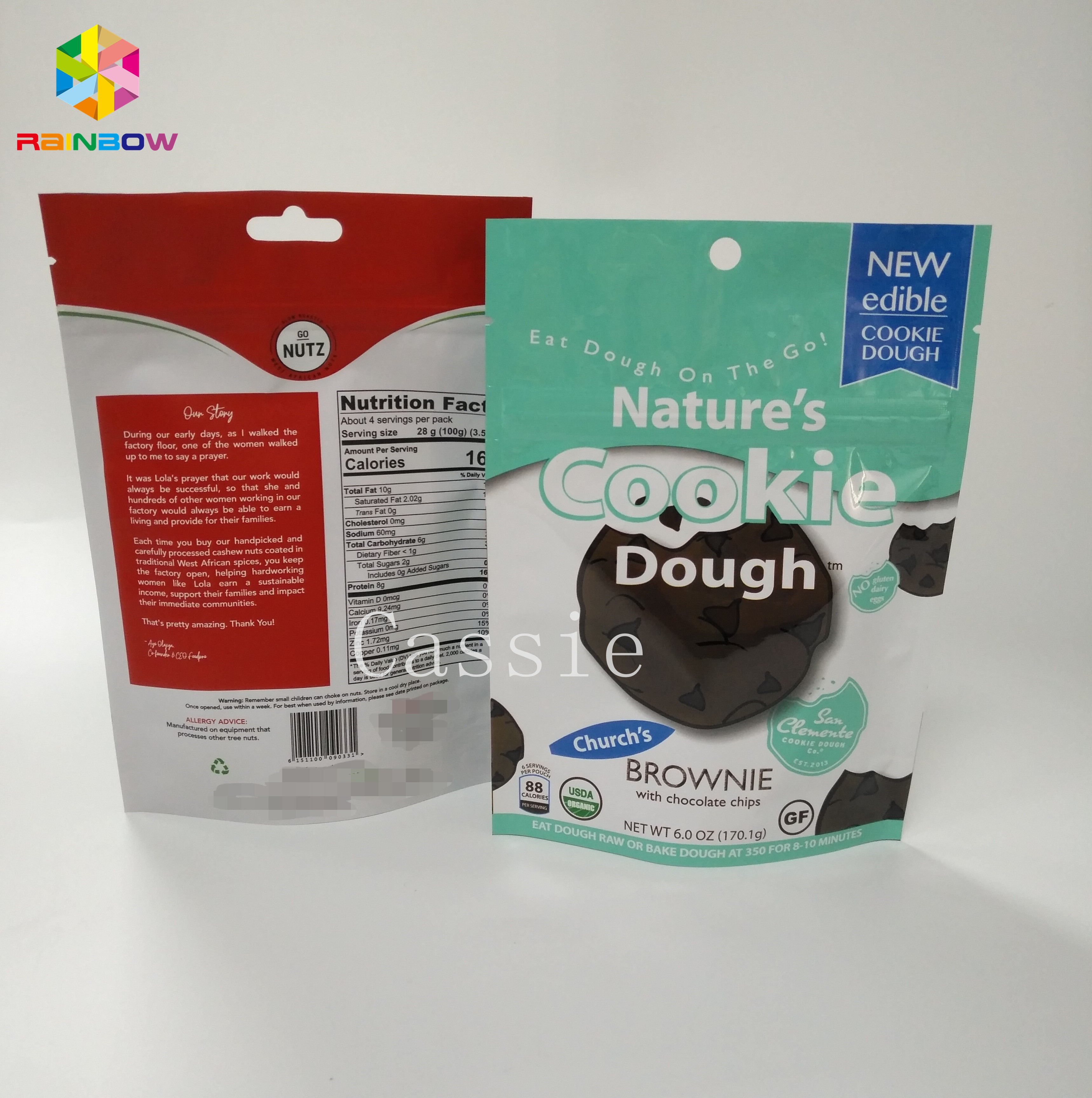 کیسه های سفارشی چاپ شده اسنک بسته بندی بوی کوکی های ثابت بوسیله کیسه Ziplock