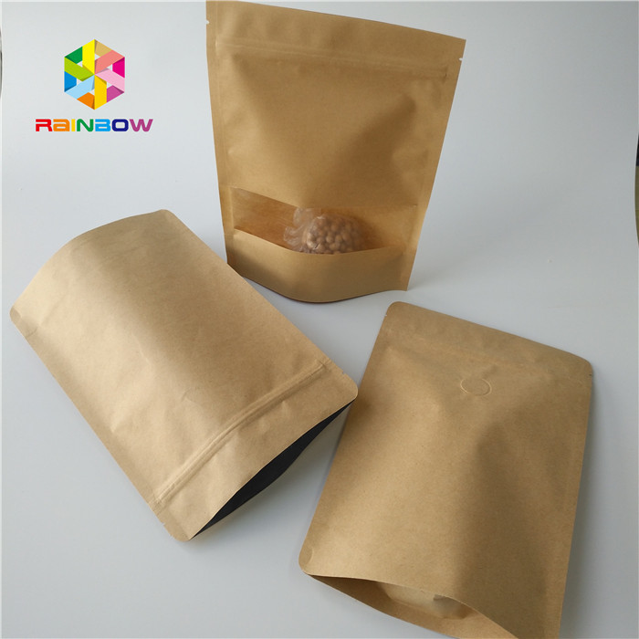 کیسه کاغذی Brown Kraft کاغذ بسته بندی حرارتی کیف بسته بندی اندازه سفارشی برای لوبیای کوکی / قهوه