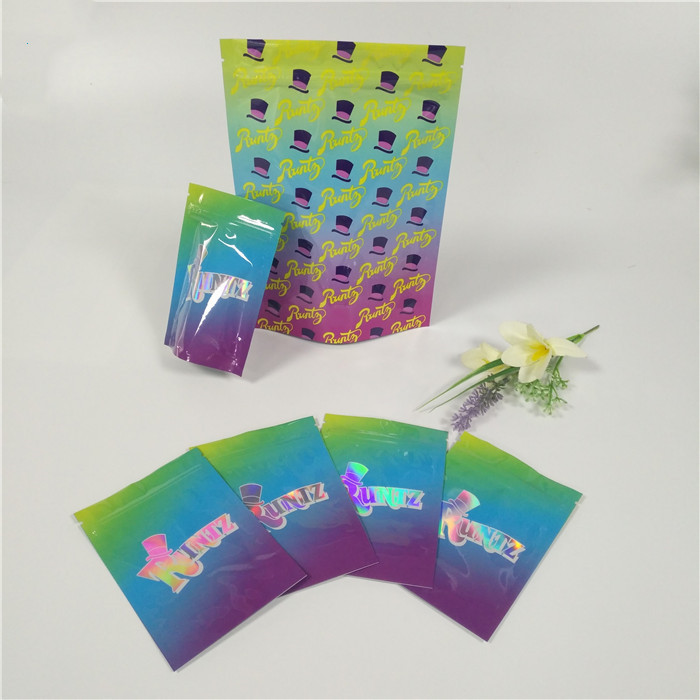 پلاستیکی هولوگرام براق قابل تنظیم مجدد کیسه Ziplock Runtz کیسه اثبات بوی