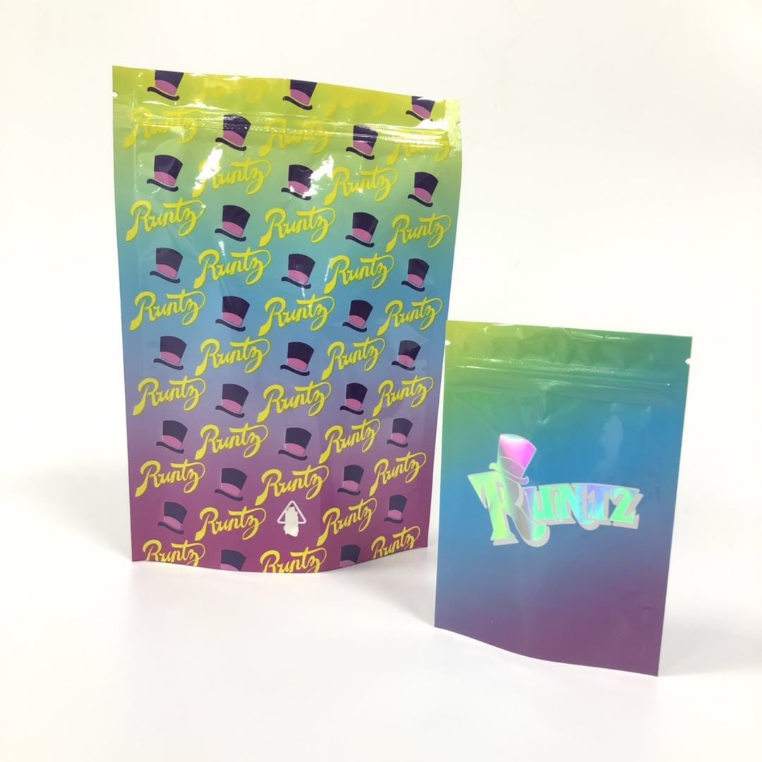 بسته بندی های 3.5 گرم ایستاده ایستاده گیاهی Mylar Ziplock Weed Smol اثبات کیسه های کنف Runtz